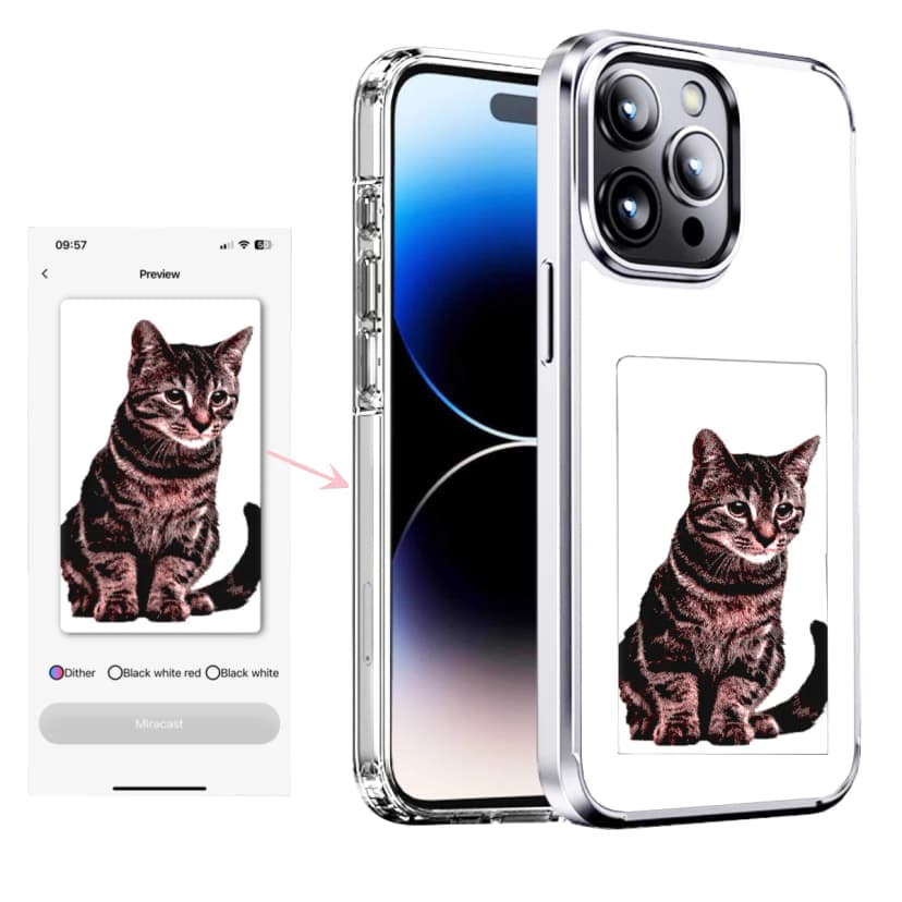 Cover per telefono Fai da te con schermo a inchiostro NFC intelligente per iPhone 13/14/15 Pro Max